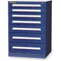 Stanley Vidmar Stationary Counter Height Modular Drawer Cabinet, 7 Drawers, 30"W x 27-3/4"D x 44"H Dark Blue