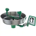 Condor Plumbed Eyewash: Std, Wall Mnt, Eyes Coverage, Uncovered, Stainless Steel Bowl, Push Plate