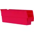 Shelf Bin, Red, 4" H x 11-5/8" L x 2-3/4" W, 1EA