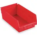 Shelf Bin, Red, 4" H x 11-5/8" L x 8-3/8" W, 1EA