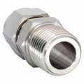 Male Straight Connector, 1/8" Tube Size, 1/16" Pipe Size - Pipe Fitting, Metal, 3/8" Hex Size