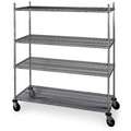 Metro Mobile Wire Shelving Unit, 48"W x 24"D x 69"H, 4 Shelves, Chrome Plated Finish, Silver