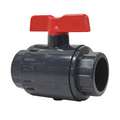 Ball Valve, P VC, Inline, 1-Piece, Pipe Size 1", Tube Size 1"
