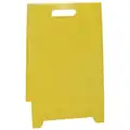 Plastic, Blank Floor Stand Safety Sign, 12" Width, 20" Height, Yellow, Free-Standing Floor