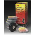 3M Vinyl Electrical Tape, Rubber Tape Adhesive, 8.50 mil Thick, 2" X 108 ft., Black, 12 PK