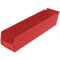 Shelf Bin, Red, 4" H x 17-7/8" L x 4-1/8" W, 1EA