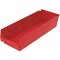 Shelf Bin, Red, 4" H x 17-7/8" L x 6-5/8" W, 1EA