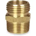 Westward Brass Hose To Pipe Adapter, 3/4" MGHT x 3/4" MNPT x 1/2" FNPT Connection