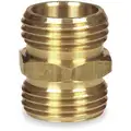 Westward Garden Hose Adapter: 3/4 in x 3/4 in Fitting Size, Male x Male, Rigid, 32 mm Overall Lg
