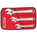 Proto Adjustable Wrench Set: Alloy Steel, Satin, 1 1/5 in_1 2/5 in_1 1/2 in Jaw Capacity, Plain Grip