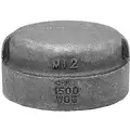 Round Cap: Malleable Iron, 2 1/2 in Pipe Size, Female NPT, Class 150