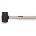 Stanley Rubber Mallet: Wood Handle, 18 oz Head Wt, 2 3/8 in Dia, 4 in Head Lg, 14 in Overall Lg, Black