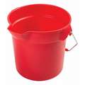 Rubbermaid Bucket: 2 1/2 gal Bucket Capacity, HDPE, Red