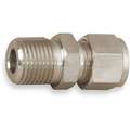 Male Connector, 1/4" Tube Size, 1/4" Pipe Size - Pipe Fitting, Metal, 9/16" Hex Size