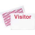 Brady Visitor Expiring Badge: 1 Day Adhesive Back, Visitor, Red, Paper, 3 in L, 2 in W, 500 PK