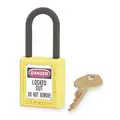 Yellow Lockout Padlock, Different Key Type, Thermoplastic Body Material, 1 EA