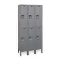 Dark Gray Wardrobe Locker, (3) Wide, (2) Tier Openings: 6, 45" W X 18" D X 78" H