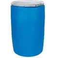Skolnik Transport Drum: Polyethylene, 55 gal, Lever Lock Ring, Blue / White, 0 Bung Holes