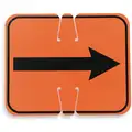 Traffic Cone Sign, Orange, Legend Reversible Arrow, 12-3/4" Length, 1/16" Width, 10-1/2" Height