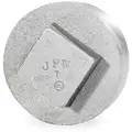 Galvanized Malleable Iron Square Head Plug, 4" Pipe Size, MNPT Connection Type