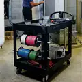 Rubbermaid High Density Polyethylene Raised Handle Deep Shelf Utility Cart, 500 lb. Load Capacity, Number of Sh