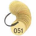 Pre-Numbered Valve Tags; Numbered 051 to 075, Brass, Diameter: 1-1/2"