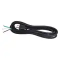 Power Cord, 14 AWG, Number of Conductors 3, Rubber, Black, 15.0 A, 12 ft