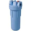 Filter Housing: 3/4 in, NPT, 4 gpm, 125 psi Max Pressure, 12 1/2 in Overall Ht, Blue
