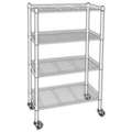 Mobile Wire Shelving Unit, 36"W x 18"D x 67"H, 4 Shelves, Powder Coated Finish, White