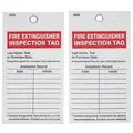 Badger Tag & Label Corp Fire Extinguisher Inspection Tag: Vinyl, 5 3/4 in Ht, 3 5/32 in Wd, 3/8 in Hole Size, Black, 25 PK