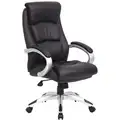 Black Leather Executive Chair 29-1/4" Back Height, Arm Style: Fixed