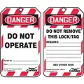 Lockout Tag, Plastic, Do Not Operate, 5-3/4" x 3-1/4", 100 PK