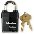 Master Lock Alike-Keyed Padlock, Open Shackle Type, 1-1/8" Shackle Height, Black
