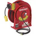 Reelcraft Extension Cord Reel, Spring Retraction, 120VAC, Single Connector, 50 ft., Red Reel Color, 13.0