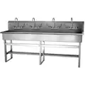 Stainless Steel Wash Station, With Faucet, Floor Mounting Type, Stainless Steel