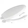 Toilet Seat: White, Stainless Steel, External Check Hinge, 2 in Seat Ht, Open, Includes Cover, Lift