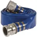 Water Discharge Hose: 2 in Hose Inside Dia., 50 ft Hose Lg, 80 psi, Blue, 2 in x 2 in Fitting Size
