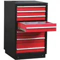 Stationary Counter Height Modular Drawer Cabinet, 7 Drawers, 27-3/4"W x 28"D x 44-3/4"H Black/Red