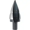 Irwin Step Drill Bit: 2 Hole Sizes, 7/8 in to 1 1/8 in, 1/4 in Step Increments, Black Oxide Finish