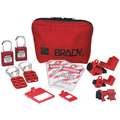 Brady Portable Lockout Kit, Filled, Electrical Lockout, Pouch, Red
