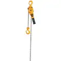 Lever Chain Hoist, 1500 lb. Load Capacity, 10 ft. Hoist Lift, 7/8" Hook Opening