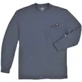 Long Sleeve T-Shirt, Cotton, Dark Navy, Pullover, Fits Chest Size 27-1/2 in