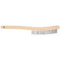 Dewalt Scratch Brush: Curved Handle, Stainless Steel, Wood, 1 1/8 in Brush Lg, 7 in Handle Lg