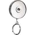 Key-Bak Key Reel: Stainless Steel Chain, Split, 1 1/8 in Ring Size, Silver Texture