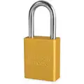 Yellow Lockout Padlock, Different Key Type, Aluminum Body Material, 1 EA