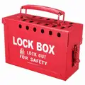 Brady Red Steel Group Lockout Box, Max. Number of Padlocks: 13, 6" x 7-3/8"