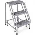 Cotterman 3-Step, Steel Rolling Step with 450 lb. Load Capacity and Serrated Step Treads, Gray