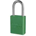 American Lock Green Lockout Padlock, Different Key Type, Aluminum Body Material, 1 EA