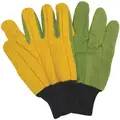 Chore Gloves, Cotton Material, Knit Wrist Cuff, Green, Glove Size: L