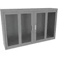 Pegboard Wall Cabinet: 60 in x 14 in x 37 in, Clearview, Pull Handle & Keyed, Gray, 132 lb Wt